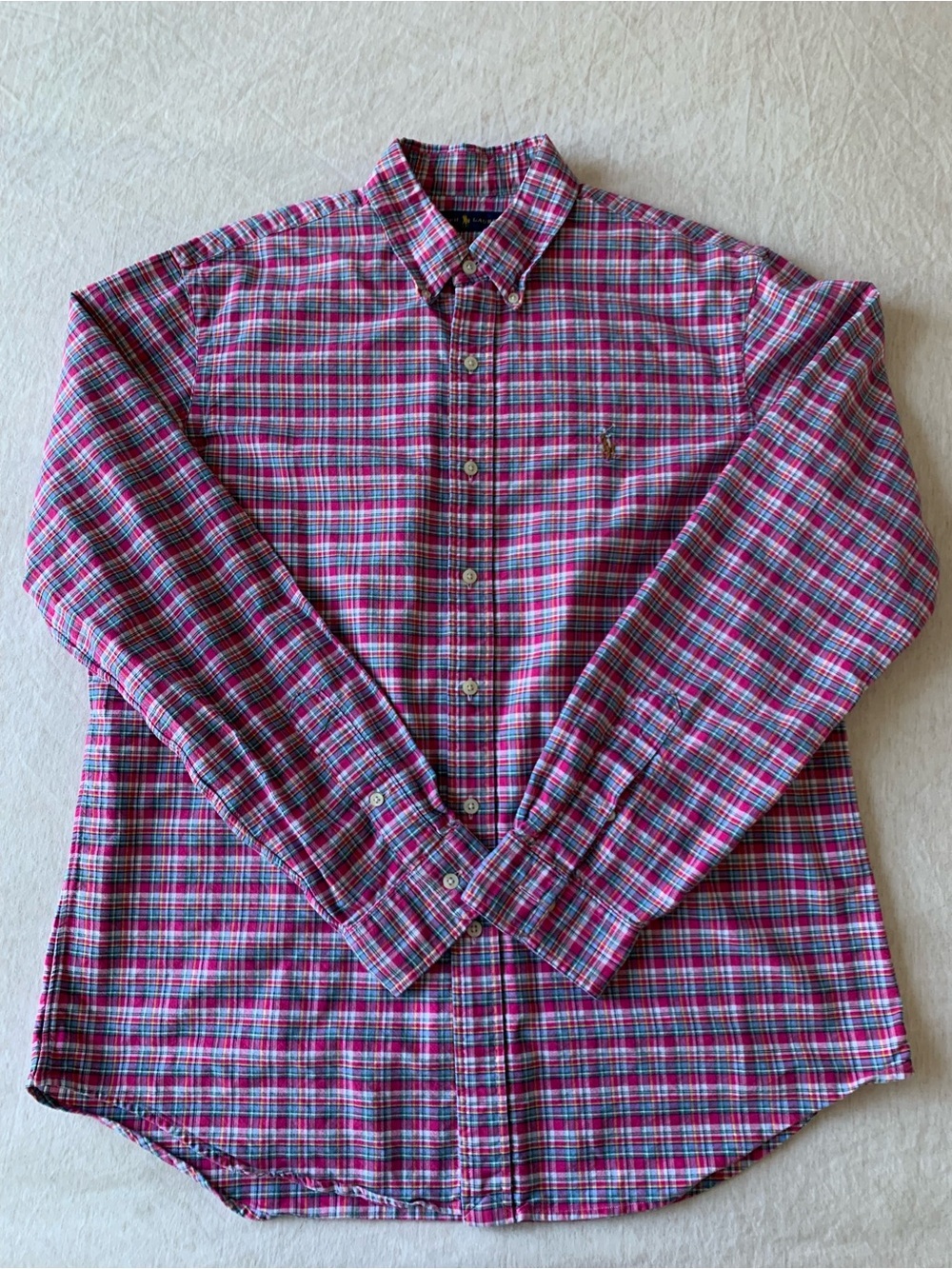 Ralph Lauren Long Sleeve Shirt Multi-Stripe Button-Down mens custom fit size L